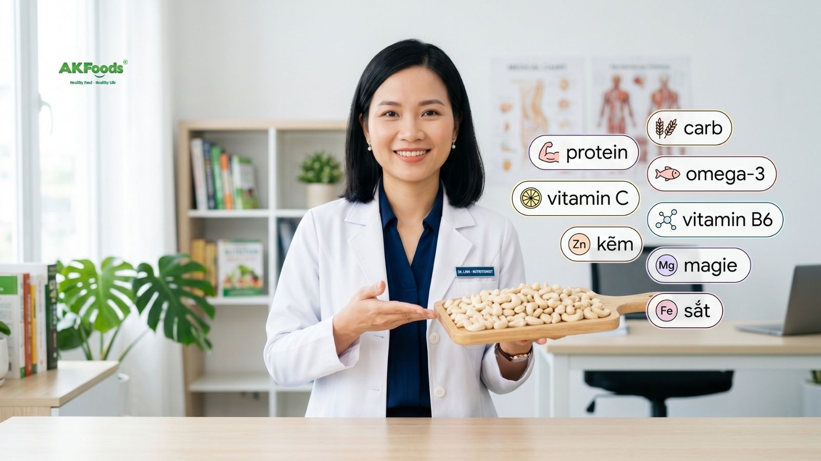 A detailed infographic showing the raw cashew nutrition profile and essential mineral facts.