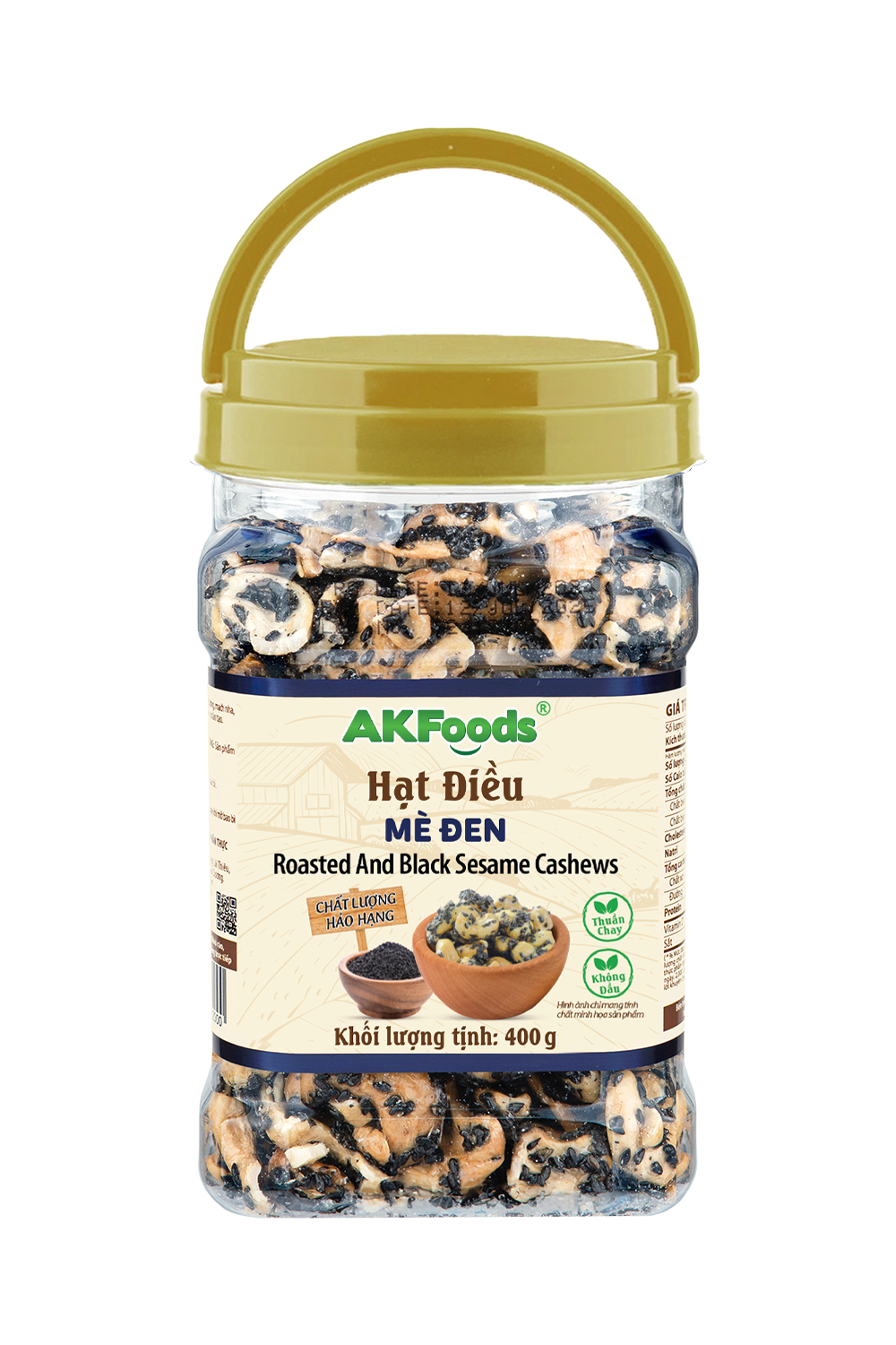 Hạt Điều Mè Đen AKFoods Hũ 400g