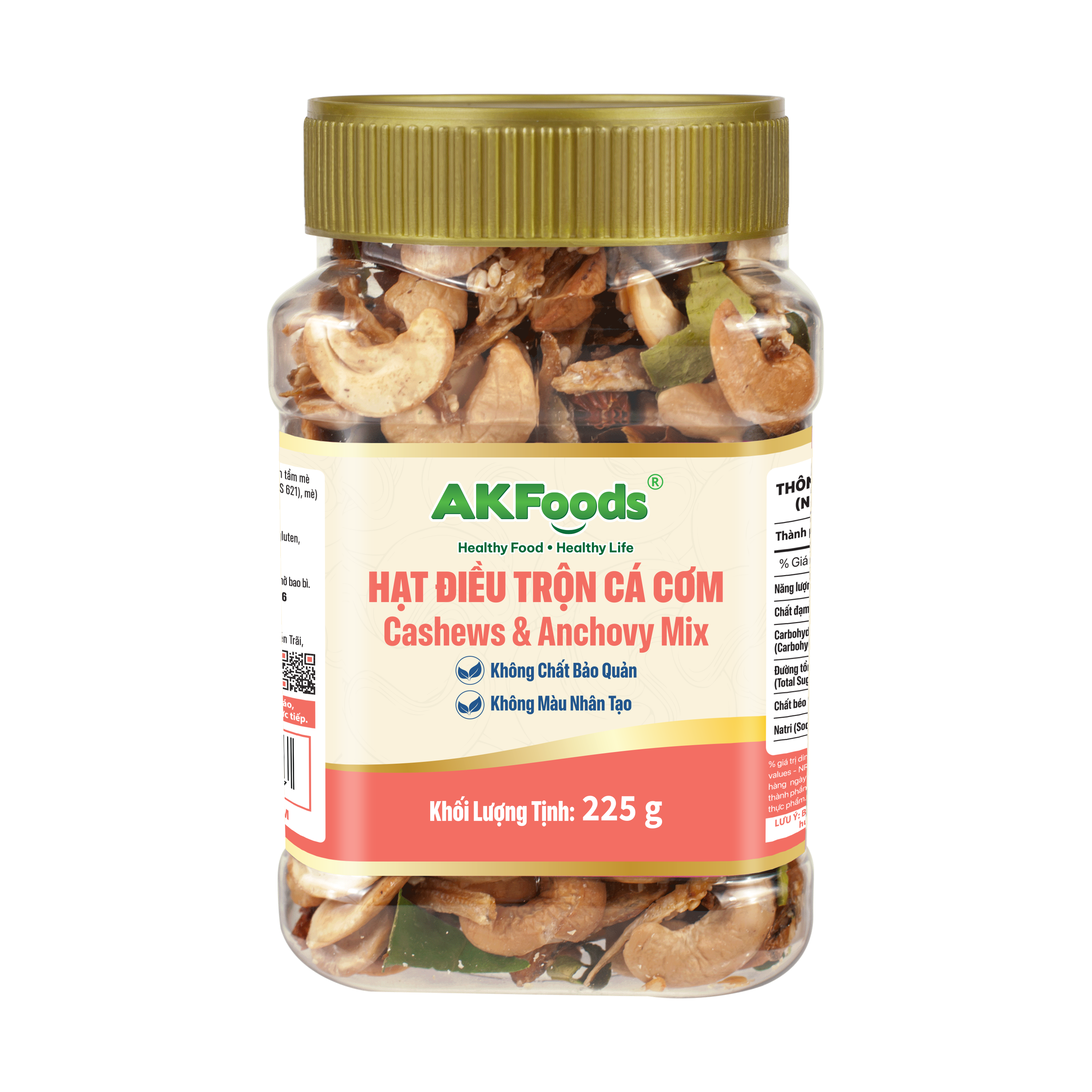 Hạt Điều Trộn Cá Cơm AKFoods Hũ 225g