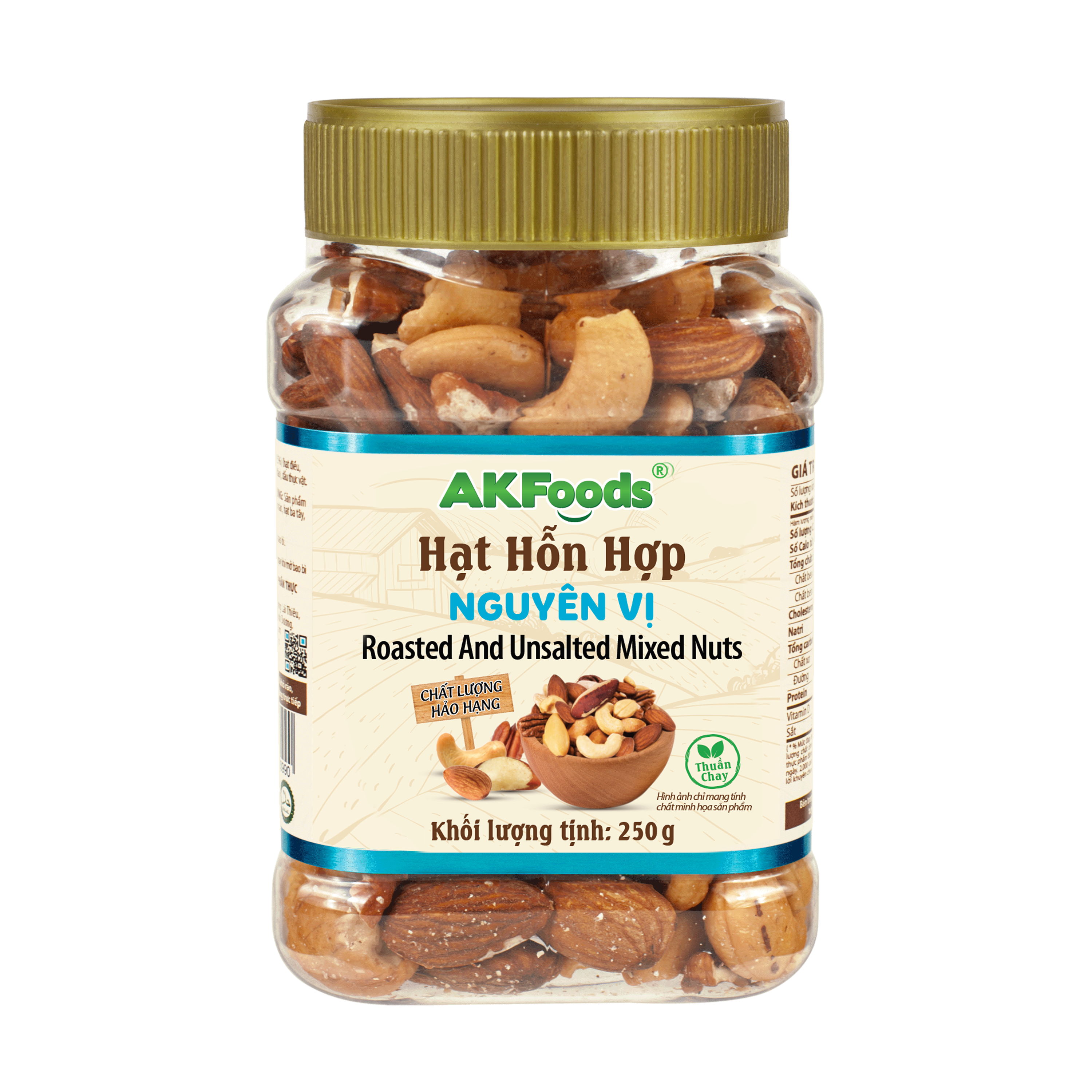 Hạt Hỗn Hợp Nguyên Vị AKFoods Hũ 250g