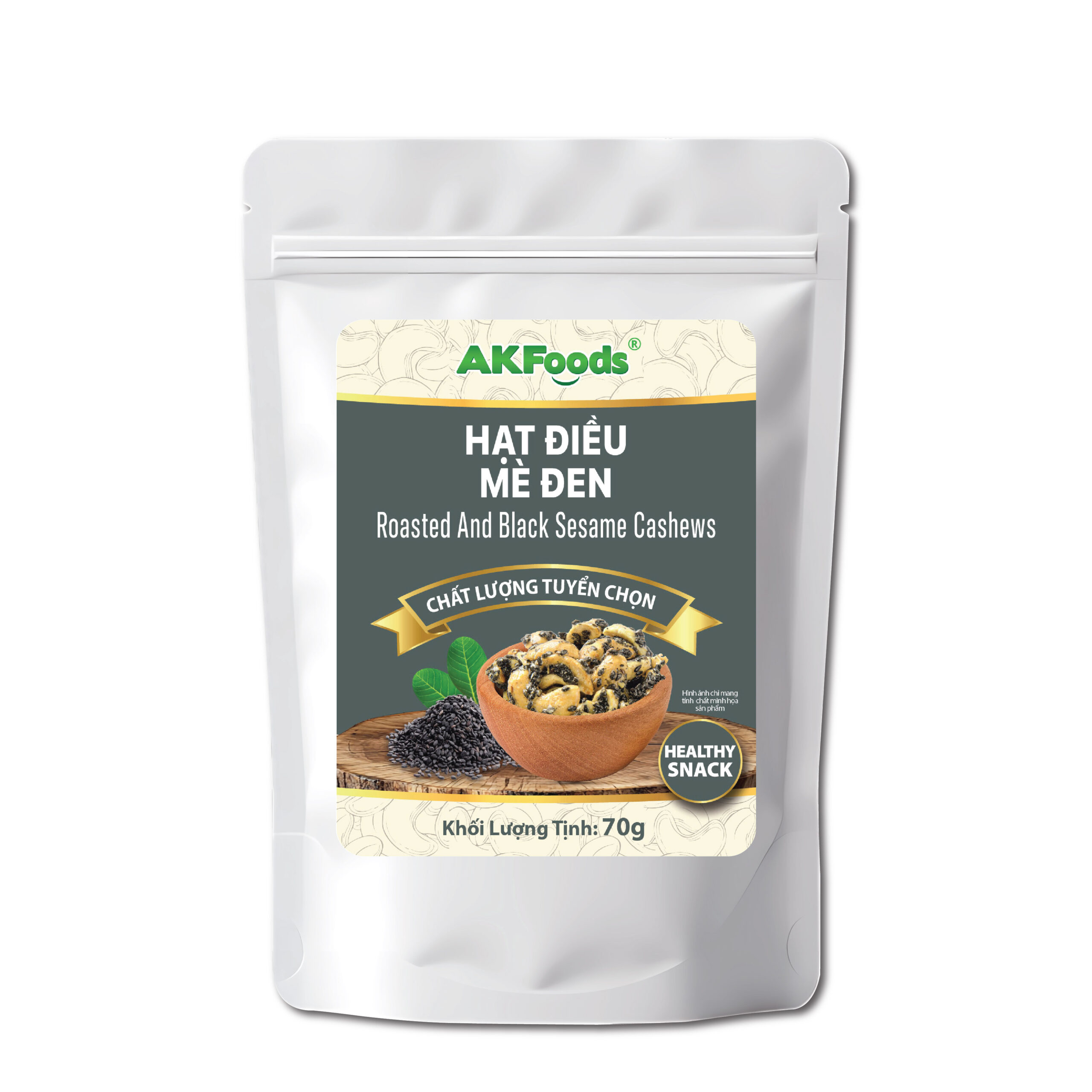 Hạt Điều Mè Đen AKFoods Túi 70g